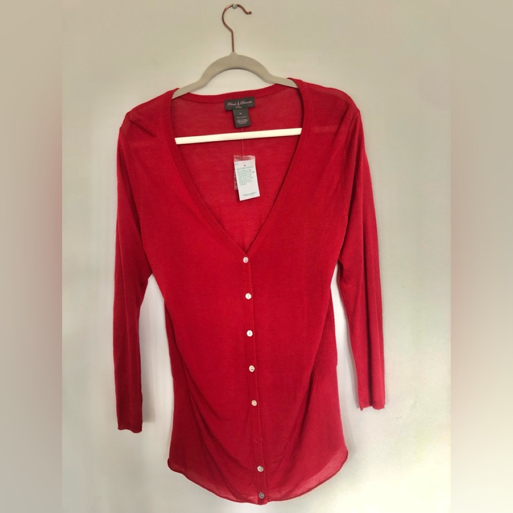 Petite large red cardigan